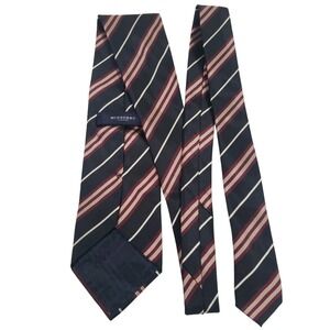 Burberry London Mens Tie Necktie Designer‎ Luxury Black Red Cream Stripes